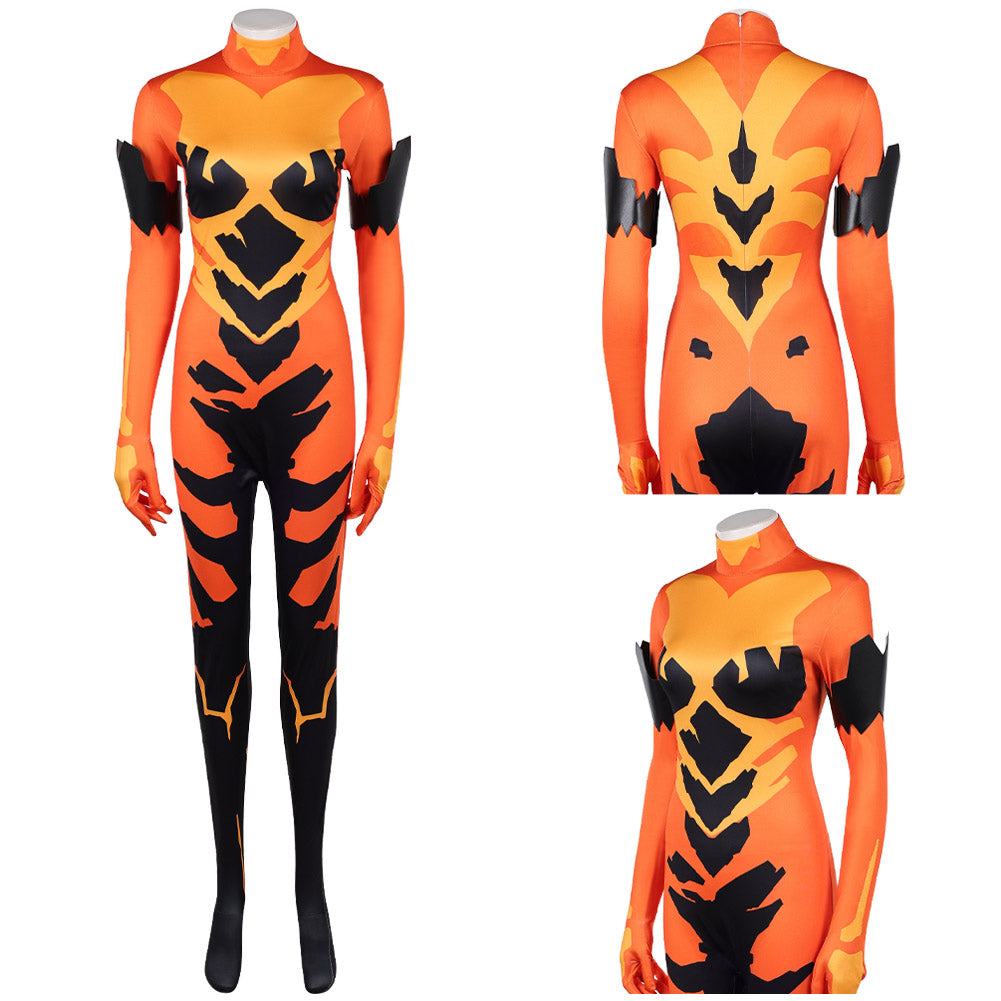 Volcanikka orange Jumpsuit Invincible Volcanikka Cosplay Outfit
