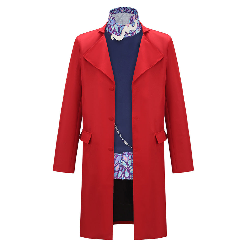 Wonka Herren Rot Mantel Kostüm Set Willy Wonka Outfit
