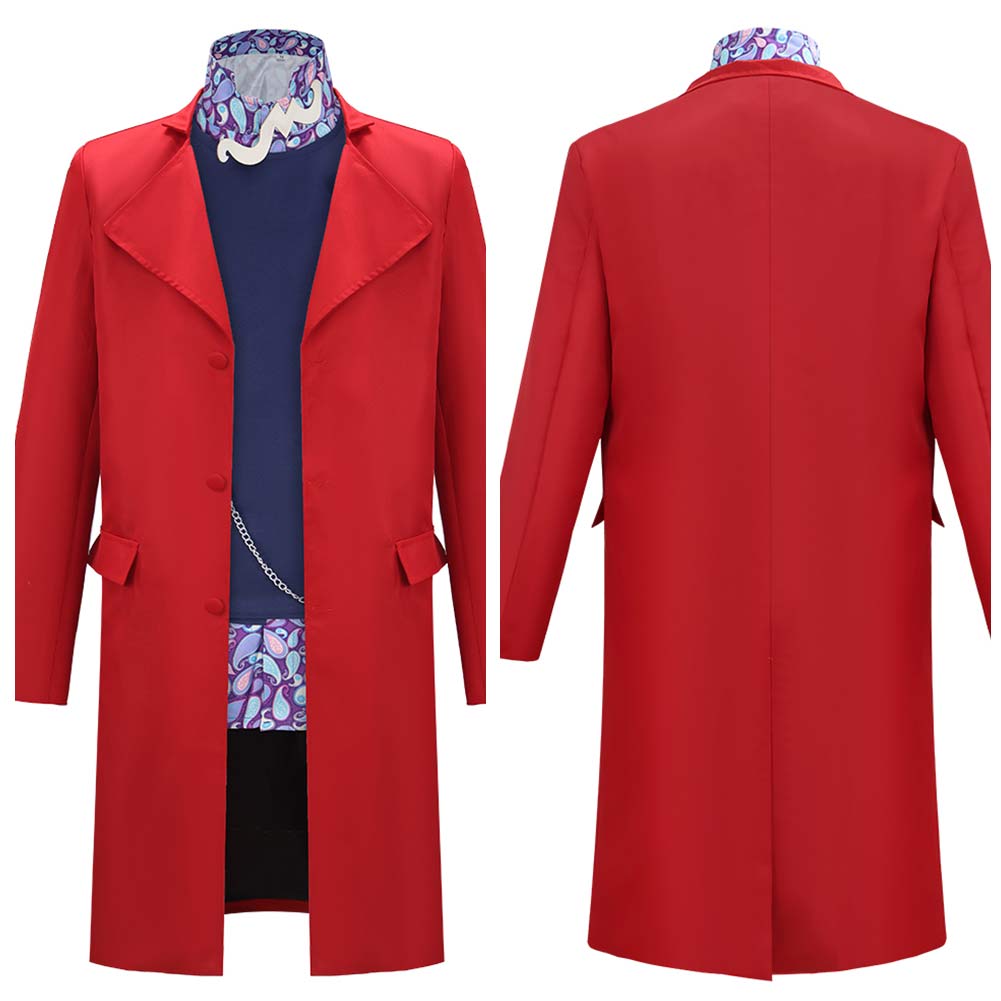Wonka Herren Rot Mantel Kostüm Set Willy Wonka Outfit
