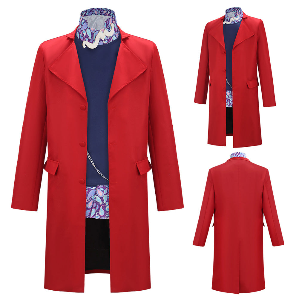 Wonka Herren Rot Mantel Kostüm Set Willy Wonka Outfit