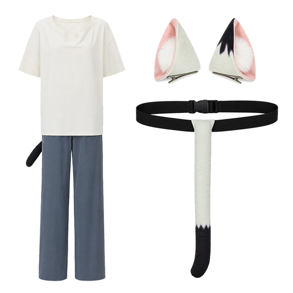 Yaniko Satō beige grauKostüm Set Chainsmoker Cat Yaniko Satō Cosplay Outfit
