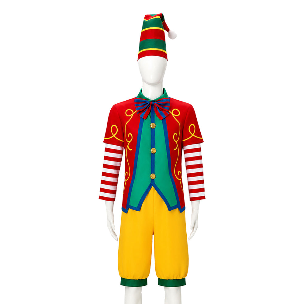 Zirkus Clown rot gelb Kostüm Set Vintage Karneval Narr Cosplay Outfit
