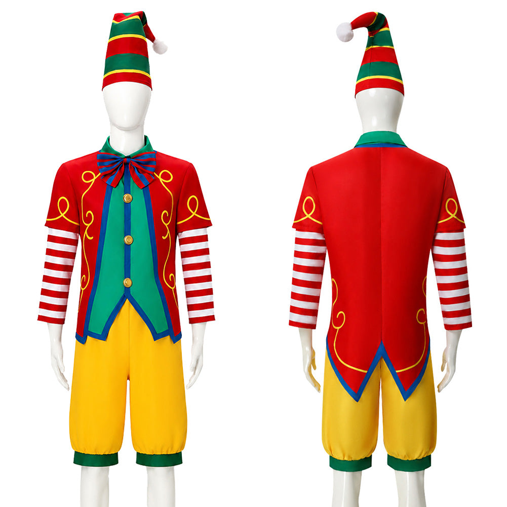 Zirkus Clown rot gelb Kostüm Set Vintage Karneval Narr Cosplay Outfit