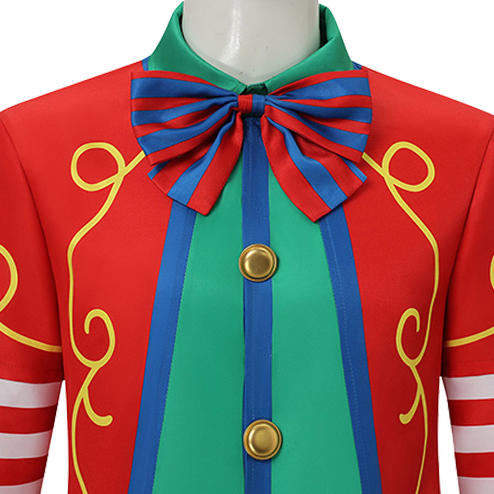 Zirkus Clown rot gelb Kostüm Set Vintage Karneval Narr Cosplay Outfit
