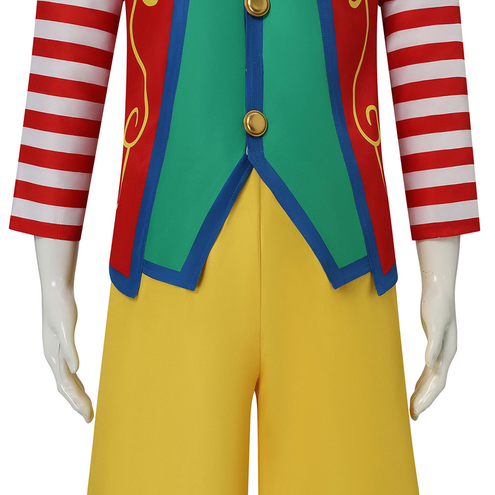 Zirkus Clown rot gelb Kostüm Set Vintage Karneval Narr Cosplay Outfit