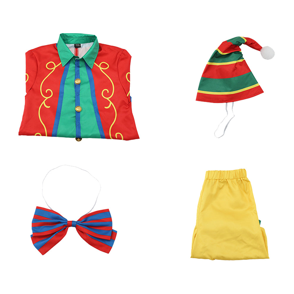 Zirkus Clown rot gelb Kostüm Set Vintage Karneval Narr Cosplay Outfit