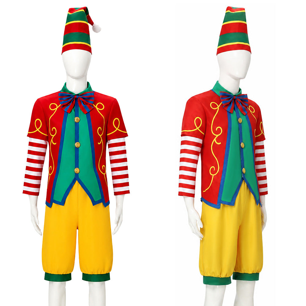 Zirkus Clown rot gelb Kostüm Set Vintage Karneval Narr Cosplay Outfit