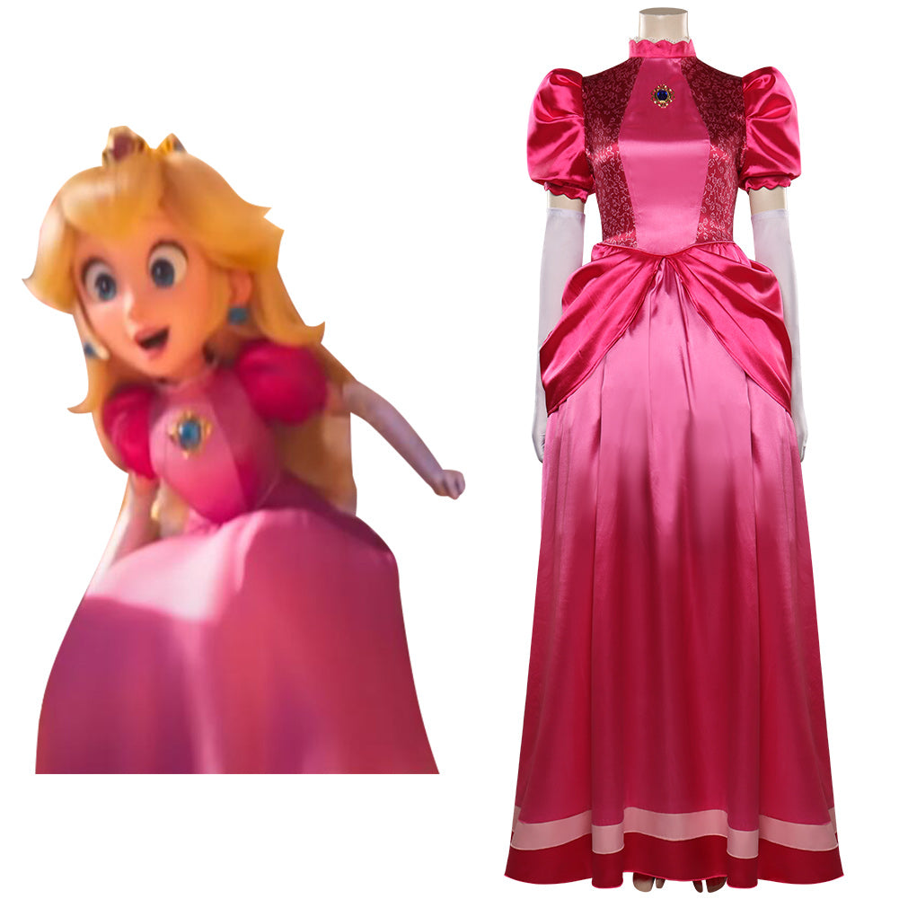 Prinzessin Peach Kleid The Super Mario Bros. Movie Cosplay Halloween Karneval Outfits