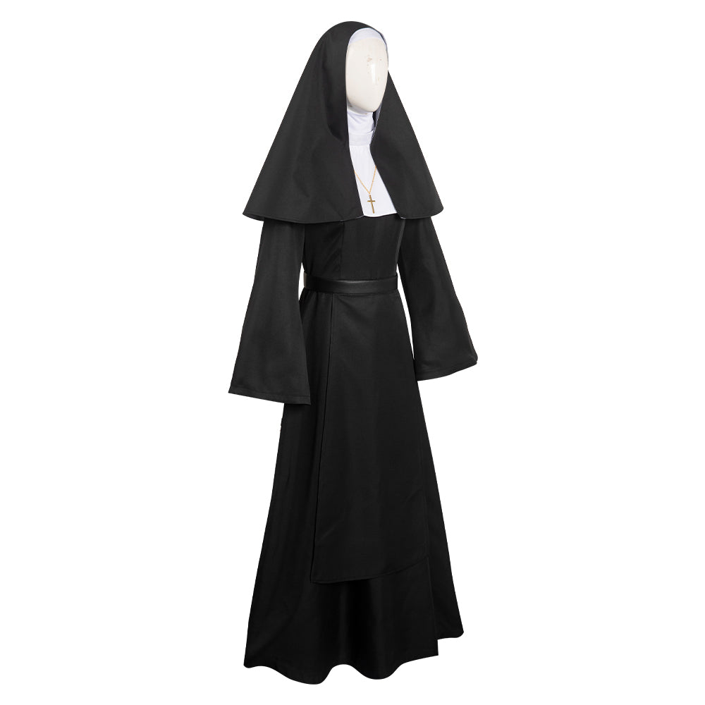 Film The Nun 2 The Nun schwartzes langes Kleid Sets Cosplay Kostüm Halloween Karneval Outfits