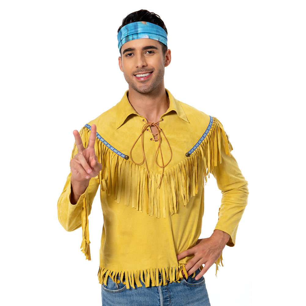 Erwachsene 70er Hippie Cosplay Kostüm Retro Outfits Halloween Karneval Hemd