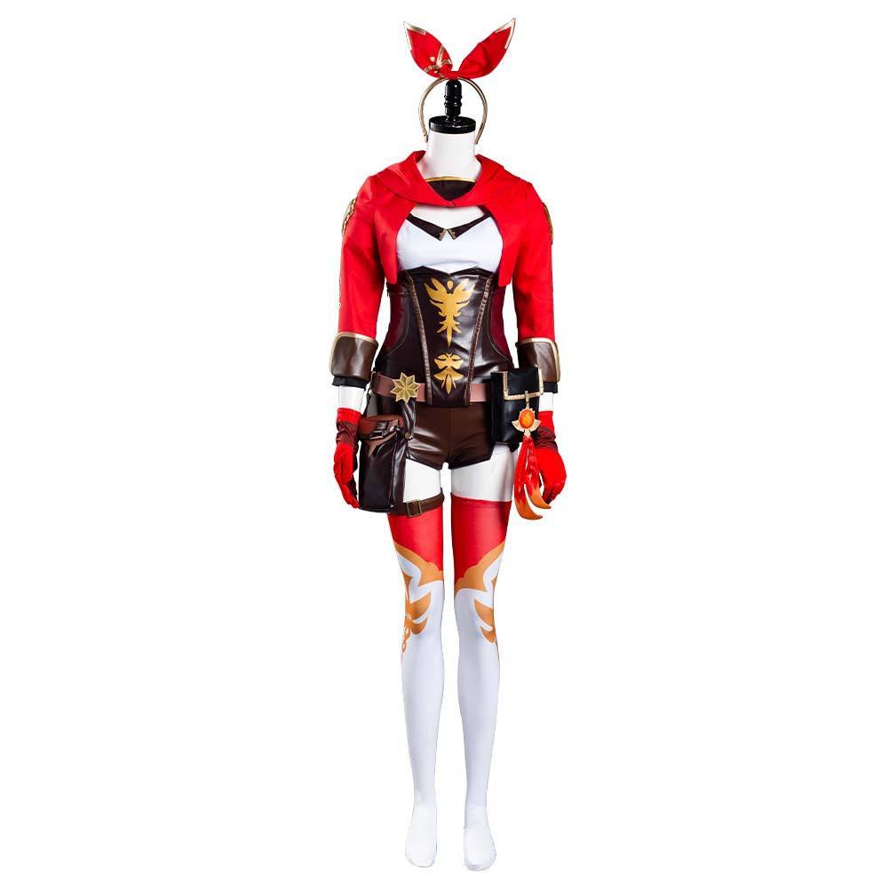 Genshin Impact Amber Jumpsuit Cosplay Kostüm Halloween Karneval Kostüm Set - cosplaycartde
