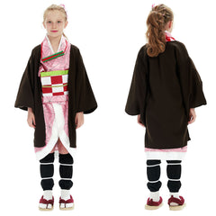 Kinder Kimetsu no Yaiba Kamado Nezuko Cosplay Kostüm Kimono Halloween Karneval Kostüm Set