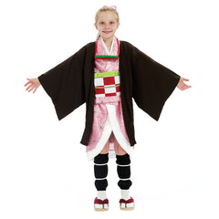 Kinder Kimetsu no Yaiba Kamado Nezuko Cosplay Kostüm Kimono Halloween Karneval Kostüm Set