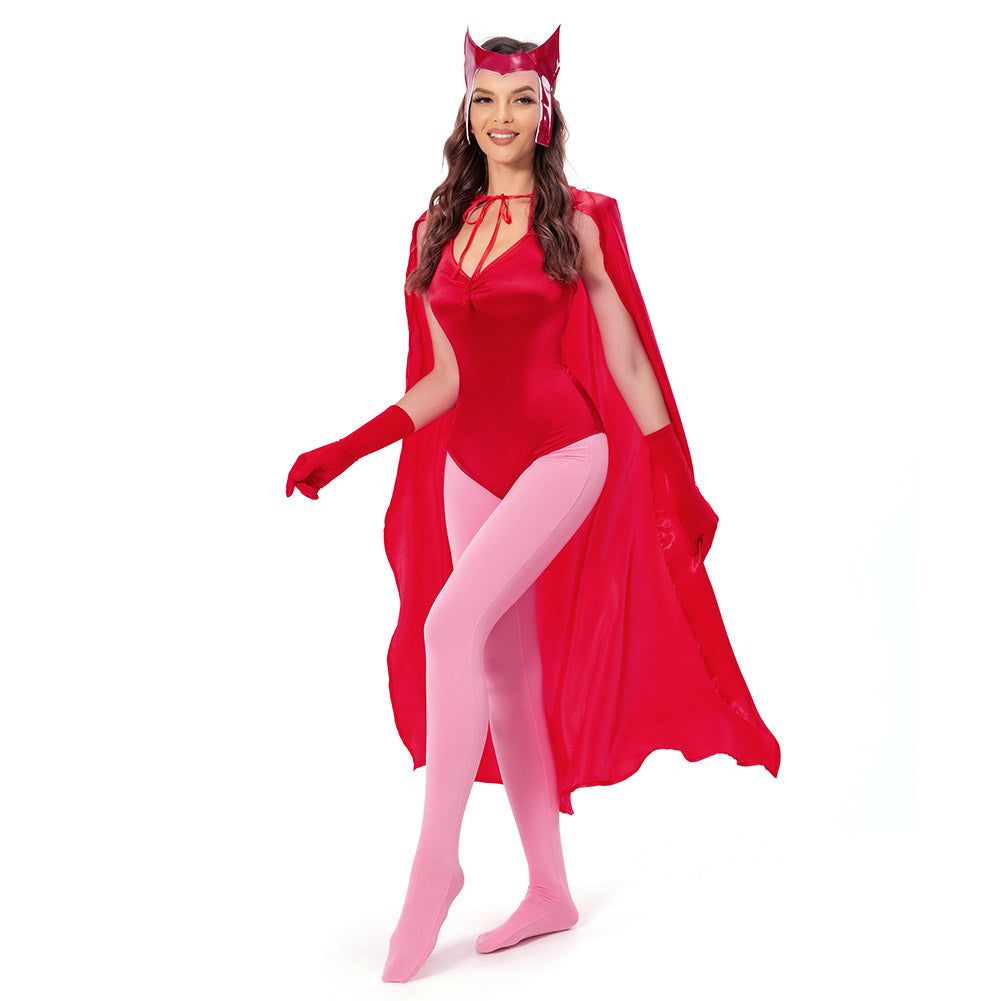 WandaVision Wanda Scarlet Witch Wanda Maximoff Cosplay Kostüm Damen Jumpsuit Halloween Karneval Kostüm
