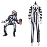 Beetlejuice Cosplay Adam Maitland Kostüm Streifenanzug Halloween Karneval Anzug