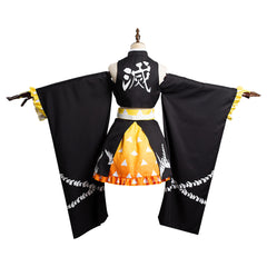 Demon Slayer Agatsuma Zenitsu Cosplay Kimono Damen Halloween Karneval Kostüm