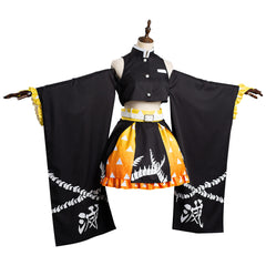 Demon Slayer Agatsuma Zenitsu Cosplay Kimono Damen Halloween Karneval Kostüm