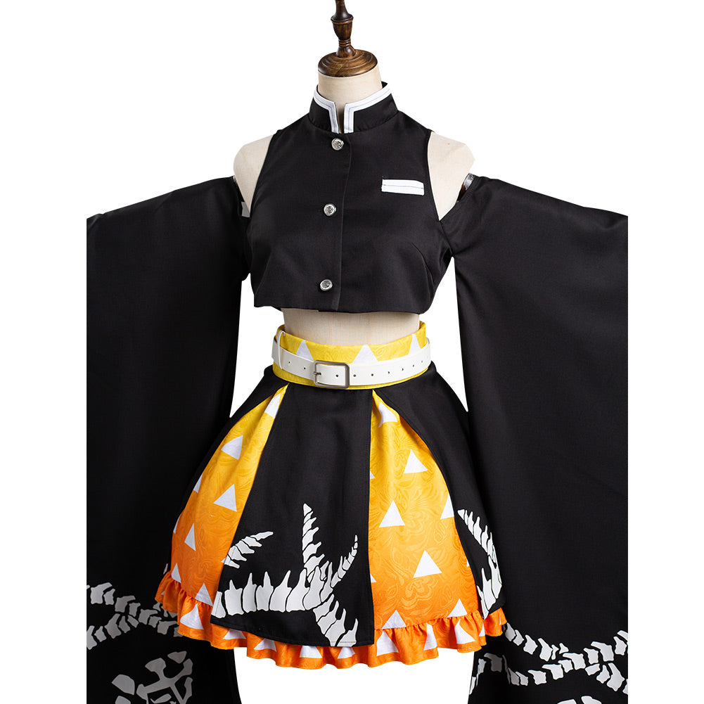 Demon Slayer Agatsuma Zenitsu Cosplay Kimono Damen Halloween Karneval Kostüm