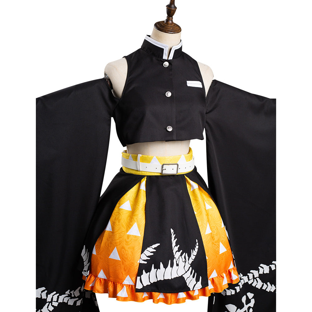 Demon Slayer Agatsuma Zenitsu Cosplay Kimono Damen Halloween Karneval Kostüm