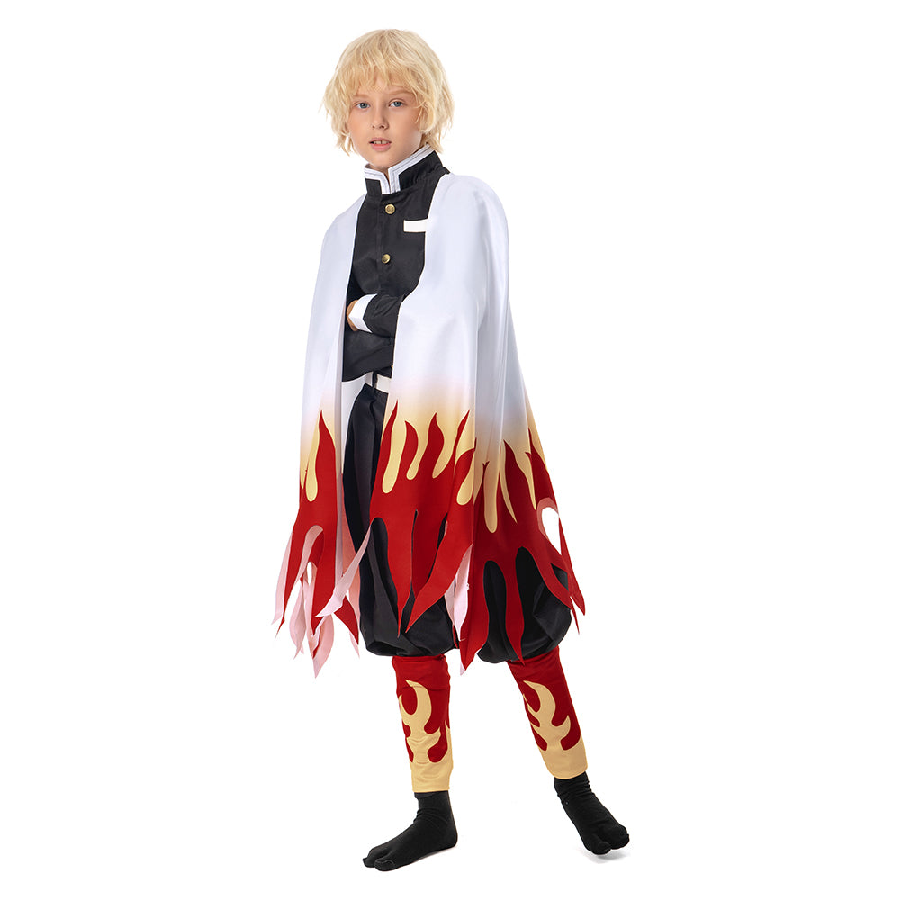 Kinder Demon Slayer Kimetsu no Yaiba Rengoku Kyoujurou Cosplay Kostüm Halloween Karneval Kostüm