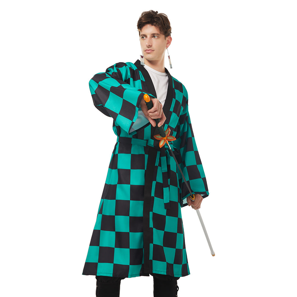 Demon Slayer: Kimetsu No Yaiba Kamado Tanjirou Umhang Erwachsene Unisex Haori mit Ohrringe