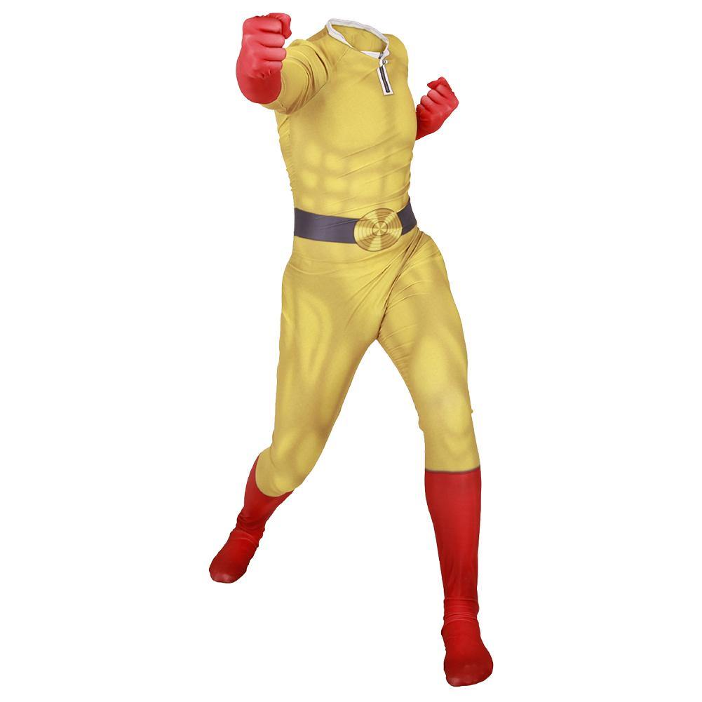 One Punch Man Hero Saitama Print Jumpsuit Cosplay Kostüm - cosplaycartde