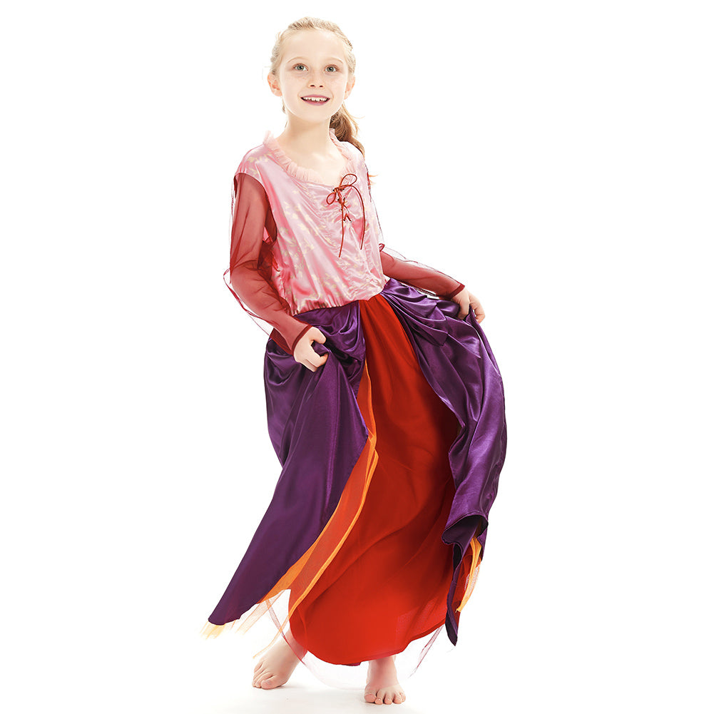 Kinder Sarah Sanderson Hocus Pocus Cosplay Kostüm Mädchen Halloween Karneval Kleid