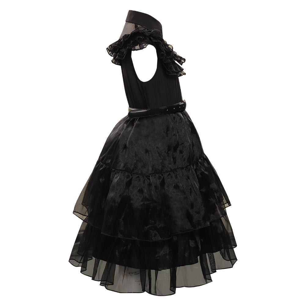 Mädchen Kinder Addams Ballkleid schwarz Halloween Karneval Kleid