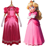 Kinder Prinzessin Peach Kleid The Super Mario Bros. Movie Peach Halloween Karneval Outfits