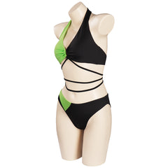 Kim Possible Shego Badeanzug Erwachsene Cosplay Kostüm 2tlg. Bikini Bademode