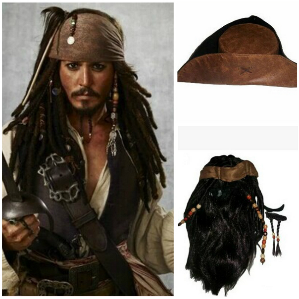 Pirates of the Caribbean Fluch der Karibik Jack Sparrow Johnny Depp Perücke Cosplay Perücke Hut - cosplaycartde