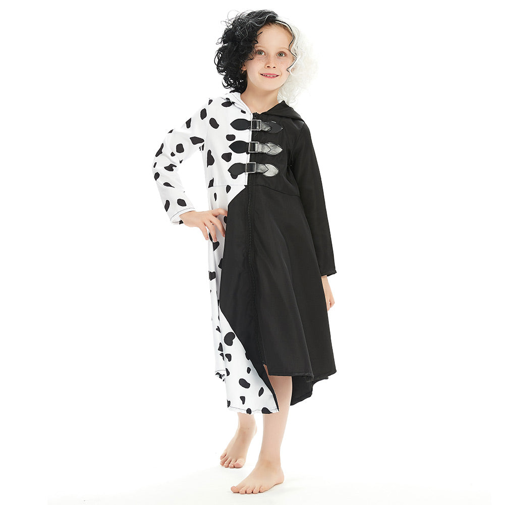 Kinder Mädchen Cruella Cosplay Kostüm Halloween Karneval Outfits