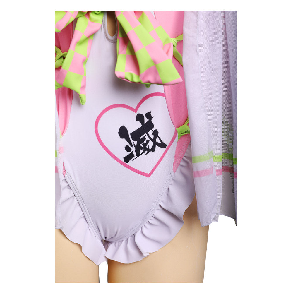 Damen Demon Slayer Kanroji Mitsuri Bademode Sommer Originell 2tlg. Badeanzug