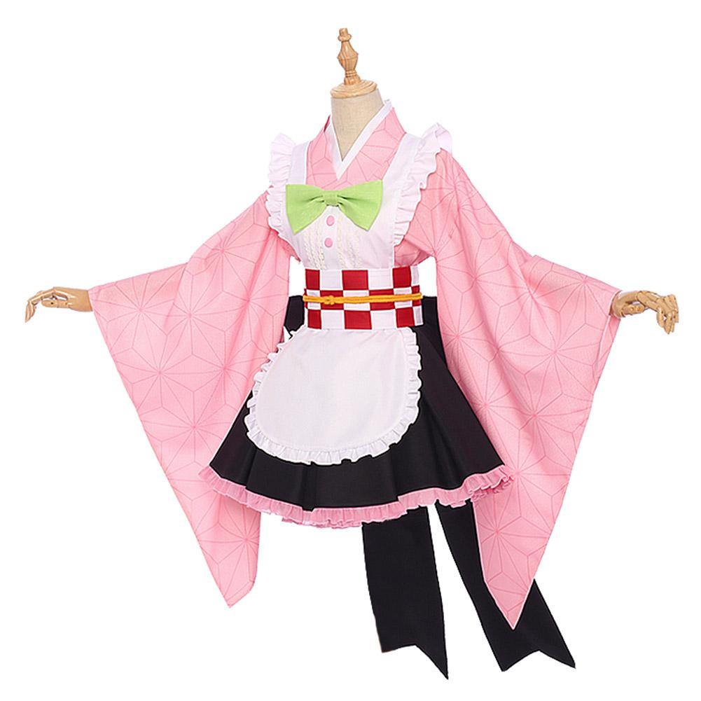 Demon Slayer Kamado Nezuko Cosplay Dienstmädchen Kleid Cosplay Kostüm - cosplaycartde