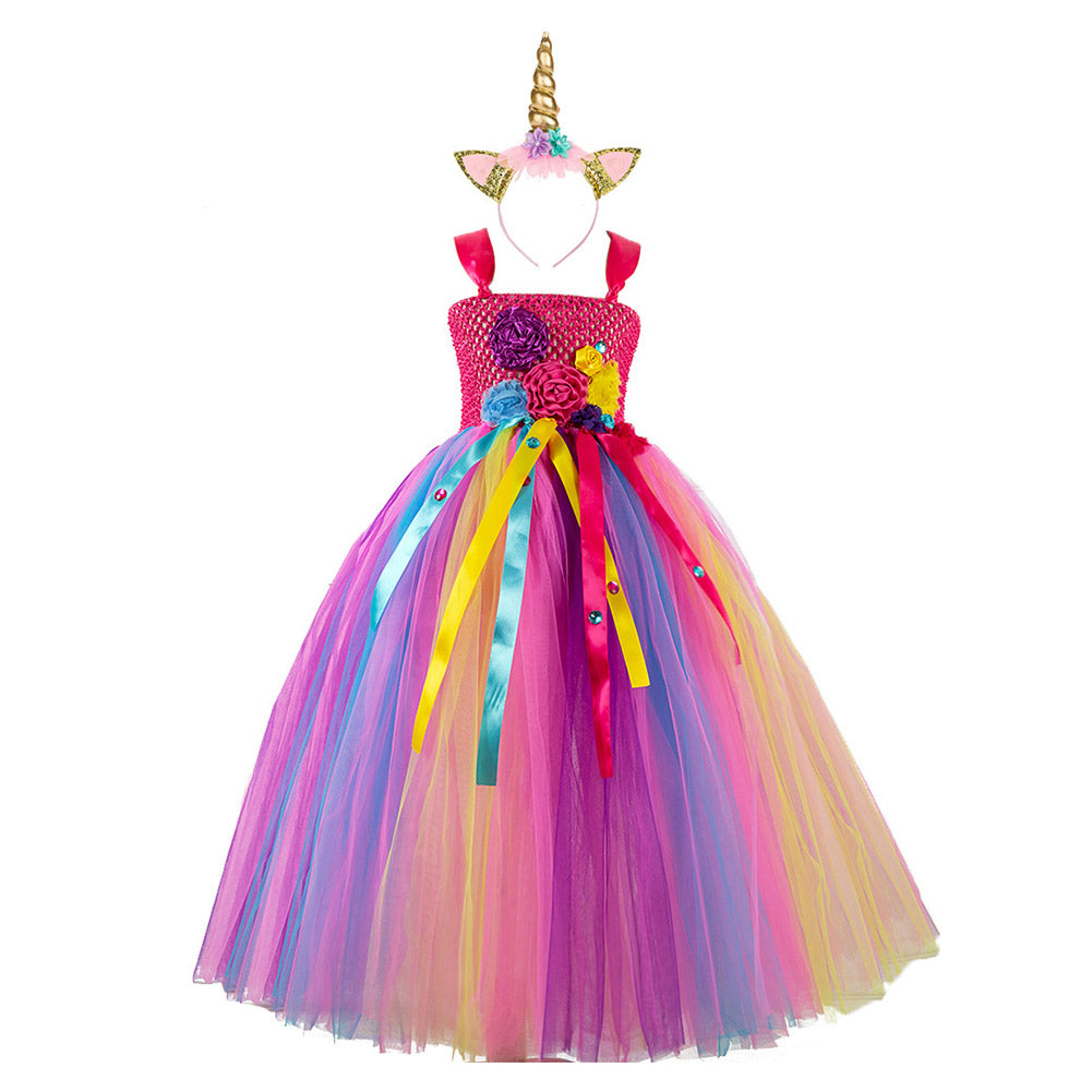 Kinder Mädchen Einhorn Tutu Kleid Cosplay Kostüm Outfits Halloween Karneval Anzug