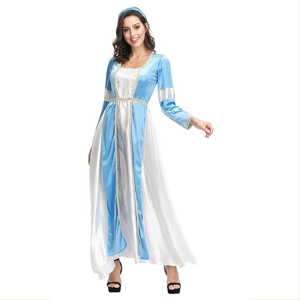 Damen Retro Mittelalter Renaissance Kostüm Satin Rundhals Königin Party Kleid Erwachsene - Karnevalkostüme