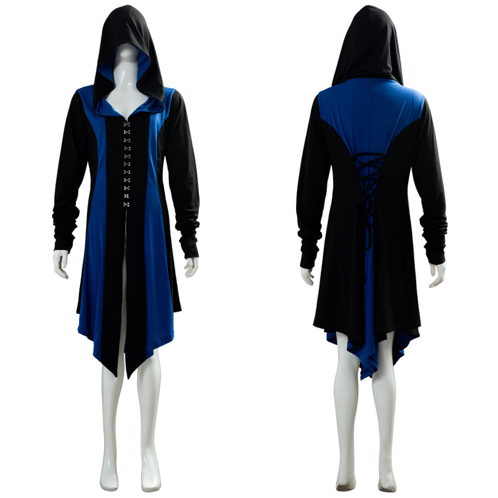 Gothic Mittelalter Damen Steampunk Gothic Jacke Cosplay Kostüm Top Rot Blau