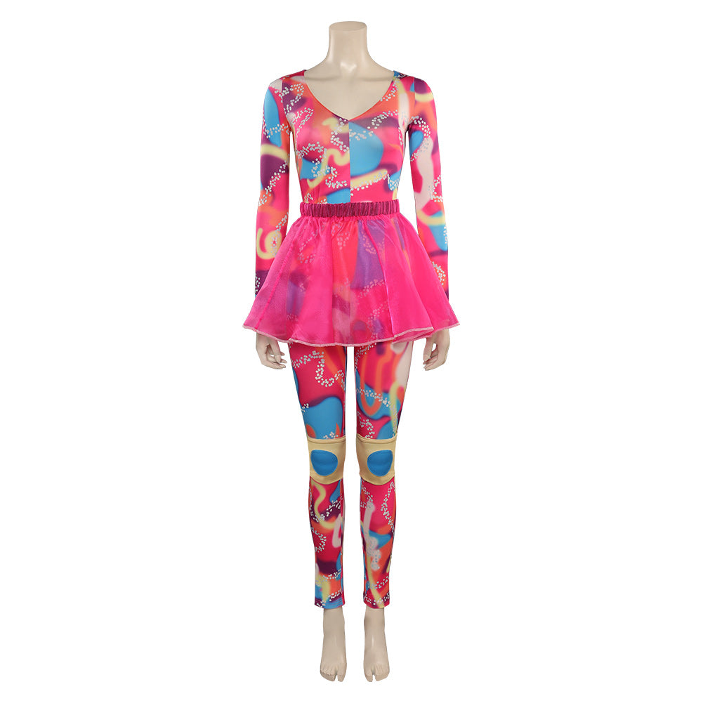 Barbie 2023 Margot Robbie Cosplay Jumpsuit für Liebespaar Halloween Karneval 2tlg, originelles Kostüm