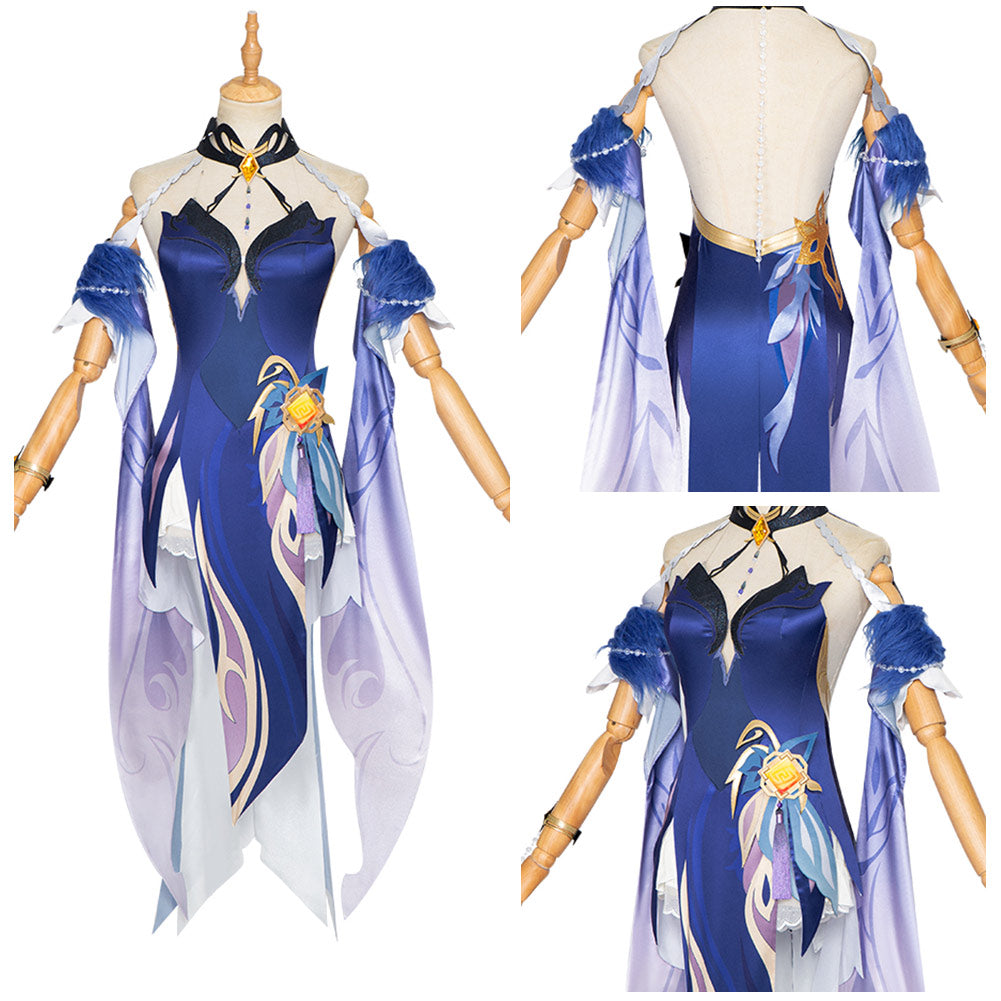 Ningguang Genshin Impact Cosplay Kostüm Orchid‘s Evening Gown Halloween Karneval Outfits