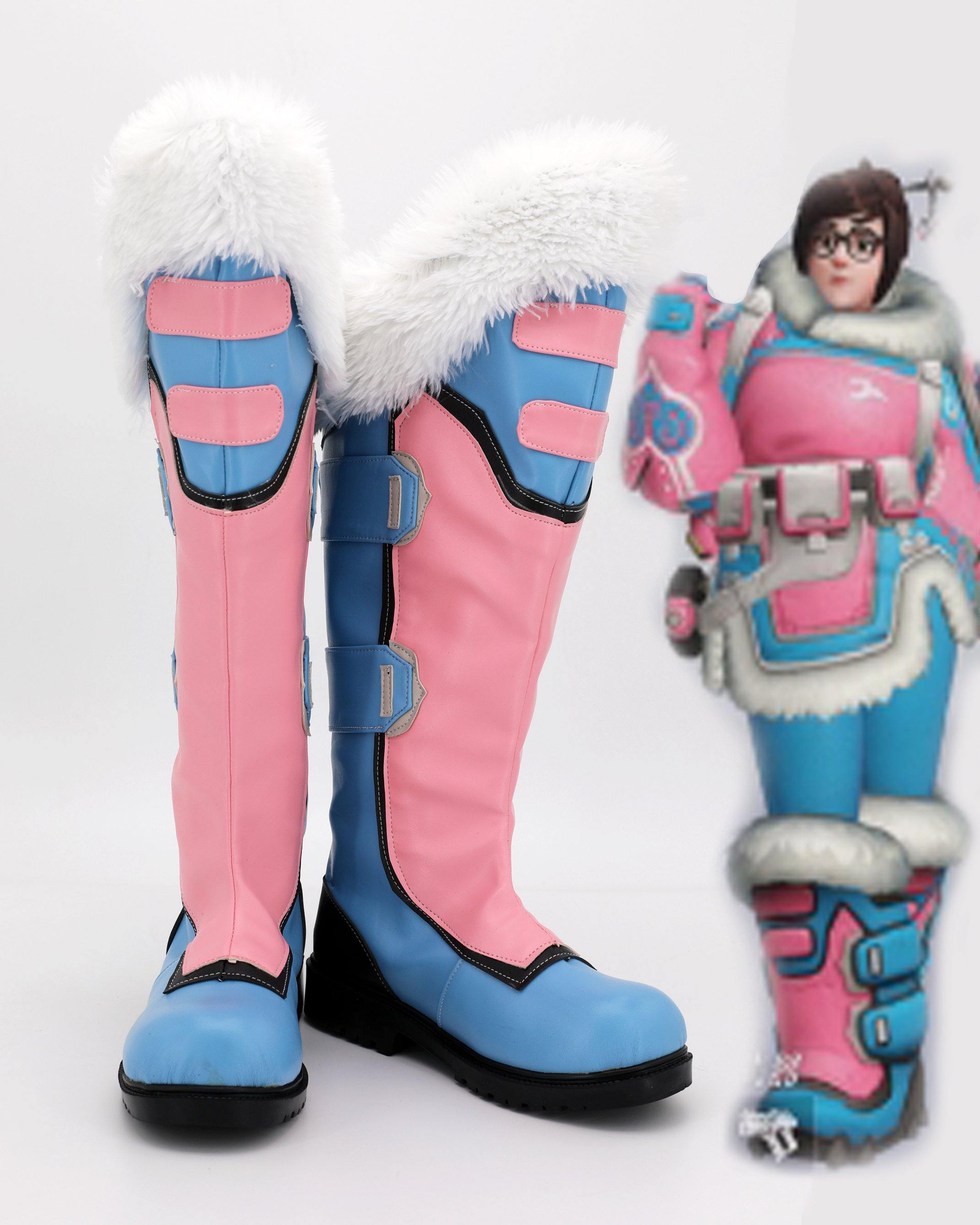 Mei-Ling Zhou Overwatch Stiefel Cosplay Schuhe Rosa - cosplaycartde
