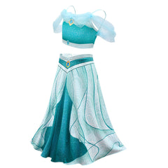 Kinder Aladdin Prinzessin Jasmine Mädchen Cosplay Kostüme Rundhals Halloween Karneval Kleid