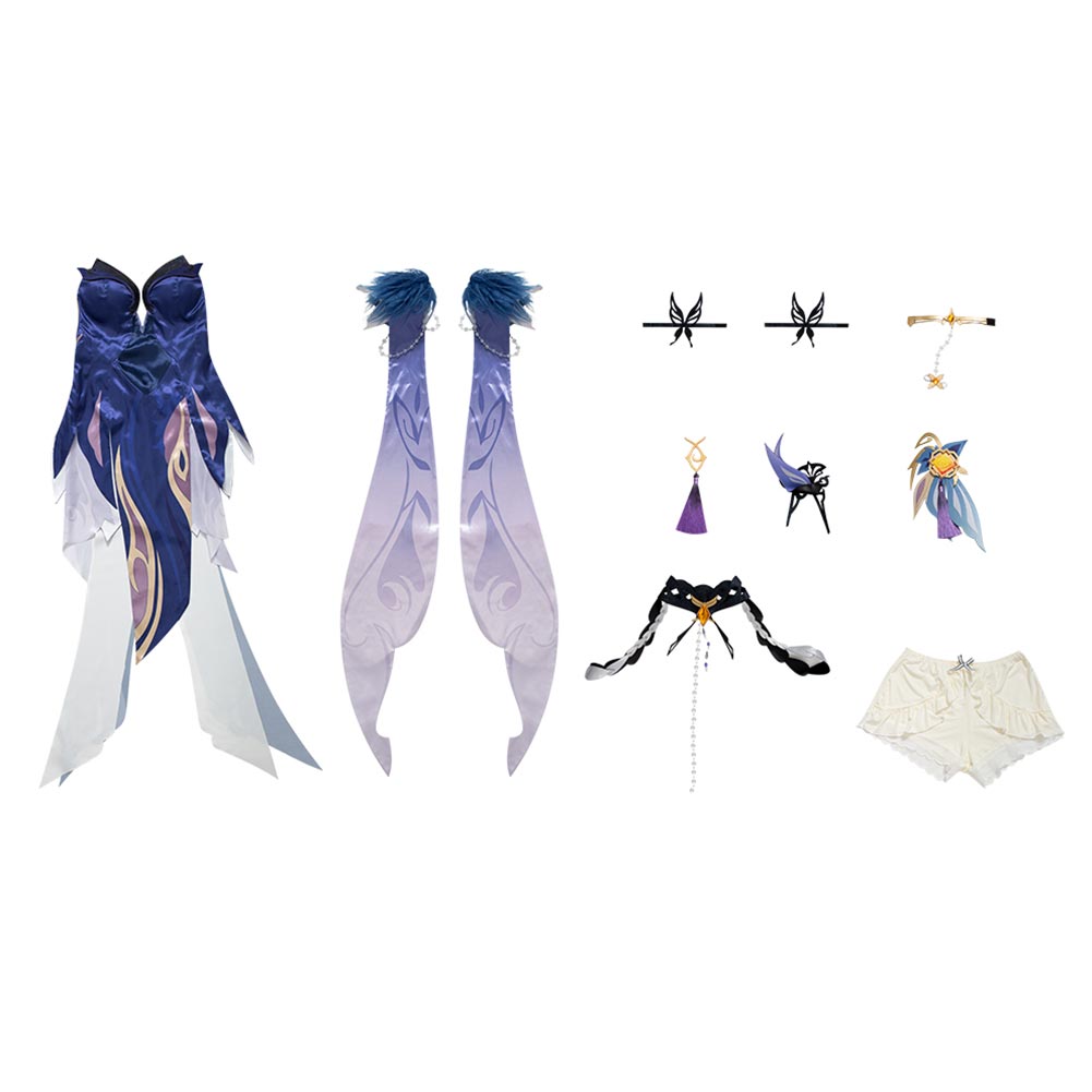 Ningguang Genshin Impact Cosplay Kostüm Orchid‘s Evening Gown Halloween Karneval Outfits