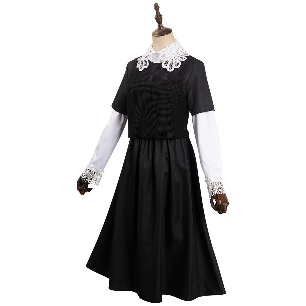 Wednesday Addams Wednesday Cosplay Kostüm Halloween Karneval schwarz Kleid