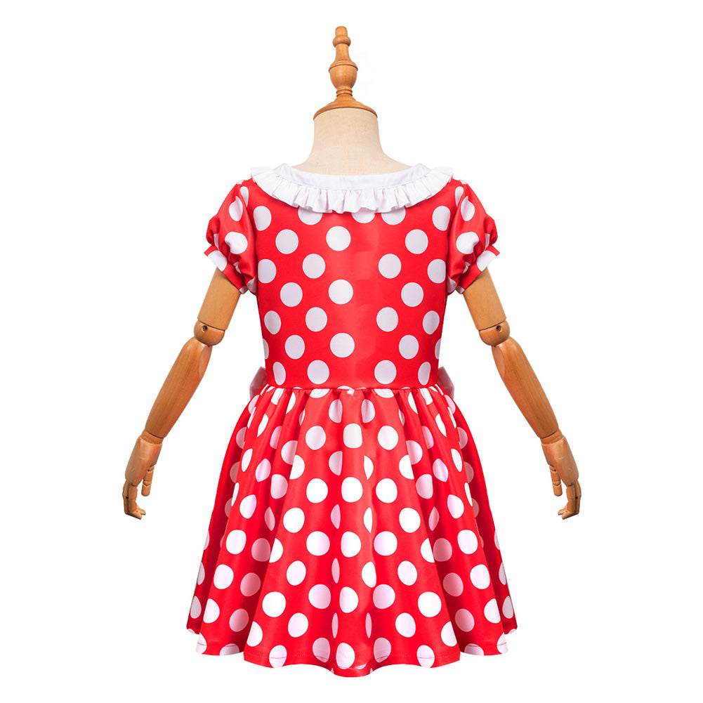 Kinder Mädchen Dots Kleid rot Alltagskleidung