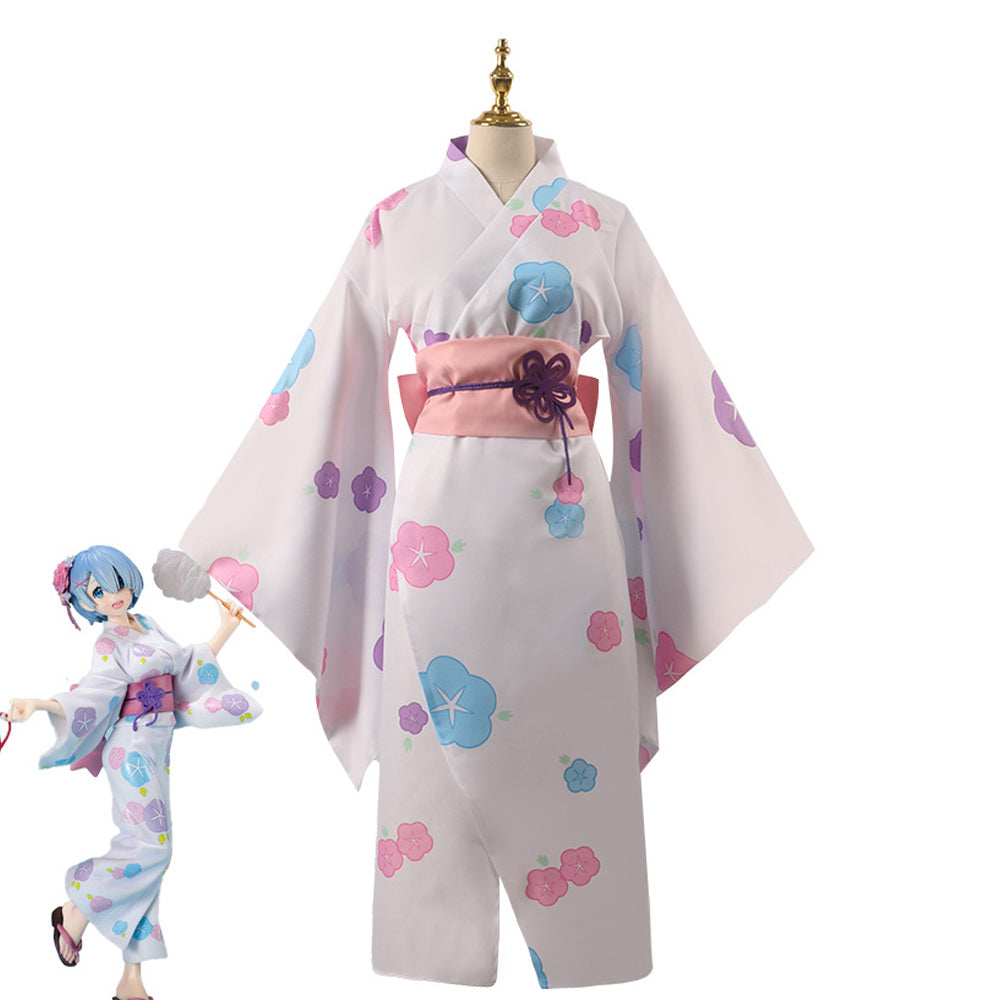 Re:Zero Rem Kimono Cosplay Kostüm Halloween Karneval Outfits