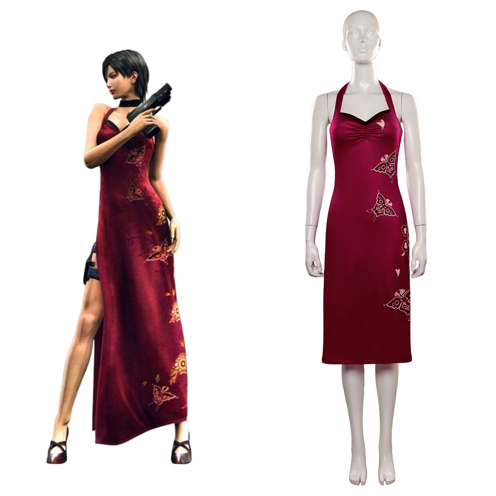 Resident Evil 4 Cosplay Ada Wong Kostüm Halloween Karneval Cheongsam	