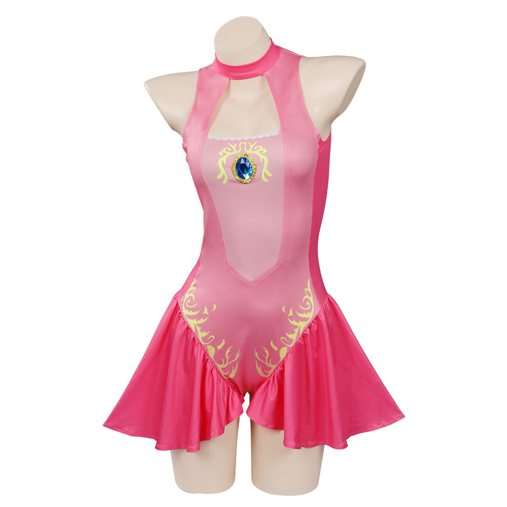Princess Peach Cosplay Bademode Damen Sommer einteilige Badeanzug