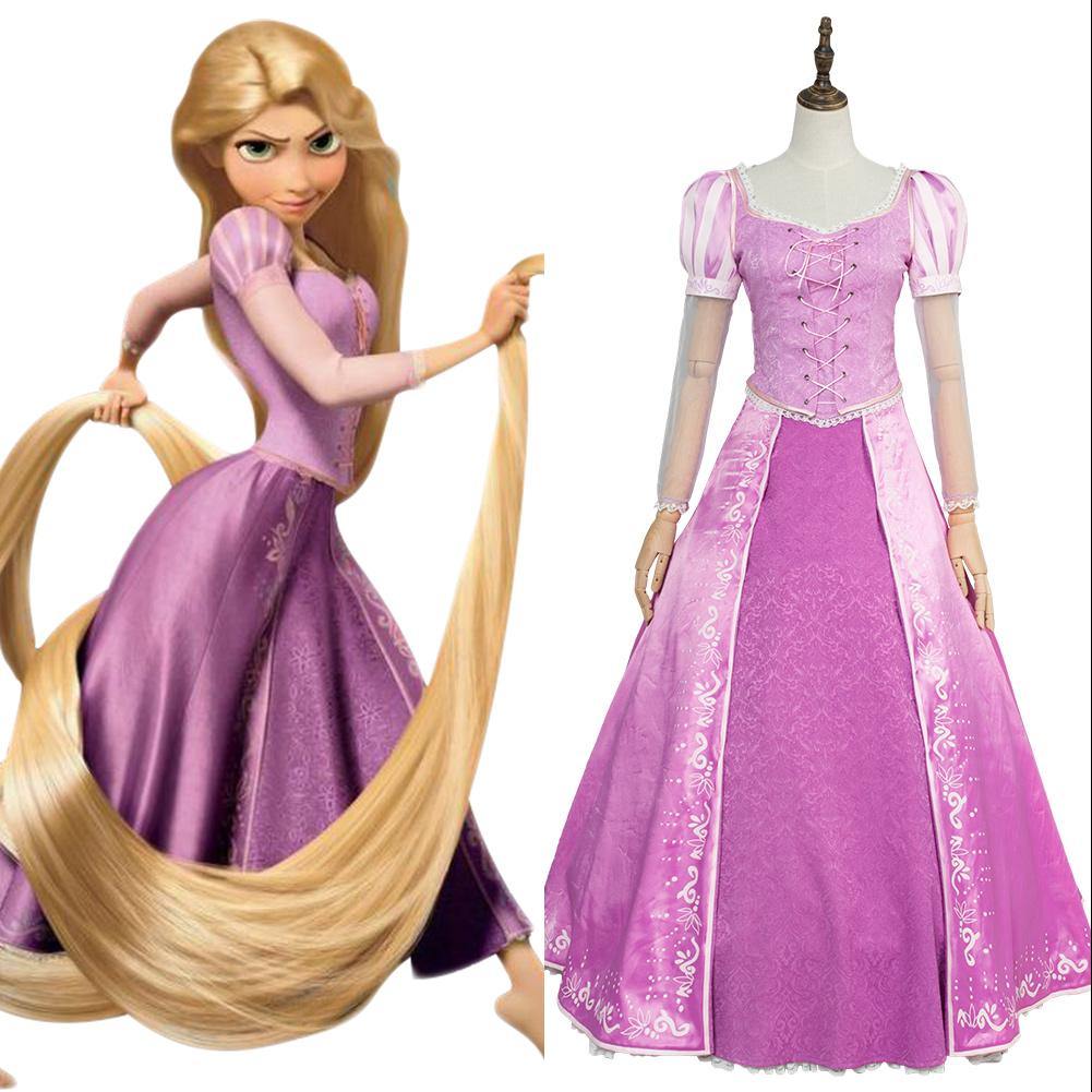 Tangled Prinzessin Rapunzel Kleid Lila Cosplay Kostüm Neu Version - cosplaycartde