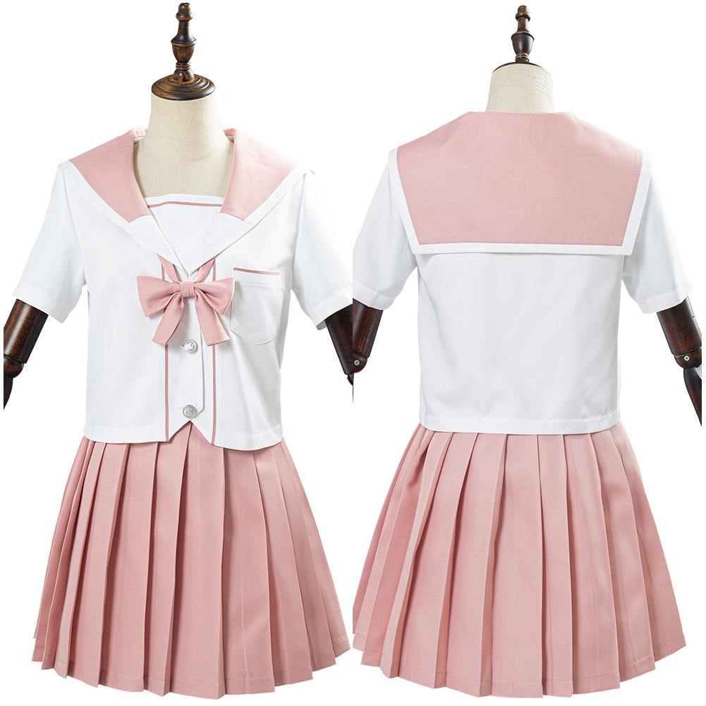 JK Damen Mädchen Schuluniform Cosplay Sommer Kostüm mit rosa Bogen - cosplaycartde