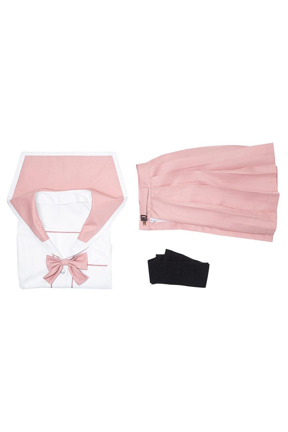 JK Damen Mädchen Schuluniform Cosplay Sommer Kostüm mit rosa Bogen - cosplaycartde